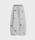 Basicos ® Pantalones deportivos con estampado de cachorro bordado