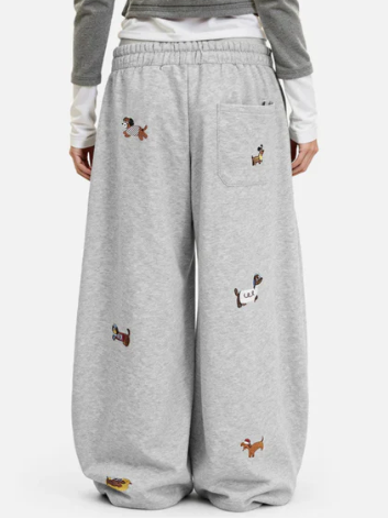 Basicos ® Pantalones deportivos con estampado de cachorro bordado