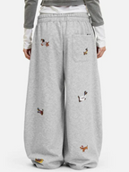 Basicos ® Pantalones deportivos con estampado de cachorro bordado