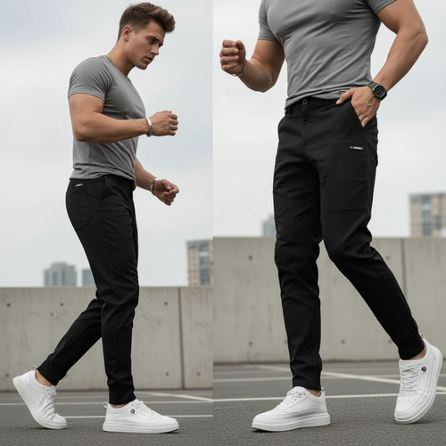 Basicos ® Pantalones cargo ajustados de hombre con múltiples bolsillos y alta elasticidad